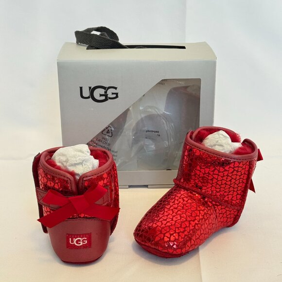 NEW in Box UGG Red Toddler Jesse Bow II Gel Hearts Boots - Picture 3 of 9